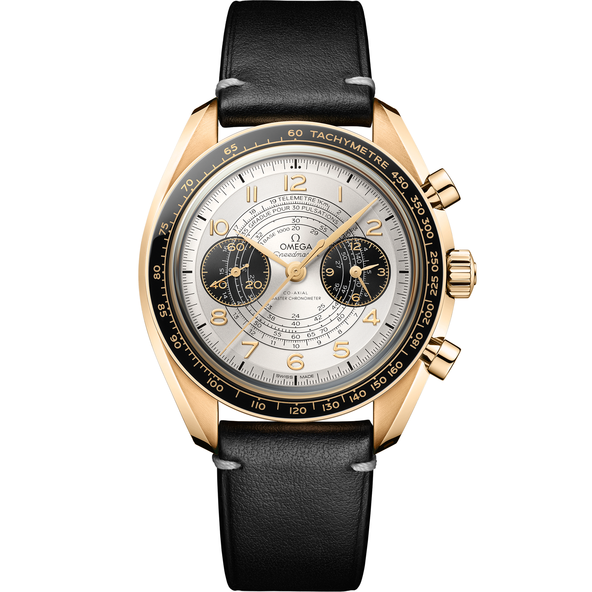 Omega SPEEDMASTER CHRONOSCOPE 43 mm, Moonshine™ gold on leather strap 522.62.43.51.02.001