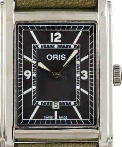 HandMade The Oris Rectangular Green Dial & Leather Strap