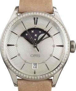 HandMade The Oris Artelier Grande Lune, Date Diamonds Leather Strap