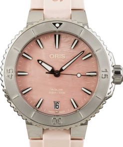 HandMade The Ladies Oris Aquis Date Green Mother of Pearl Dial