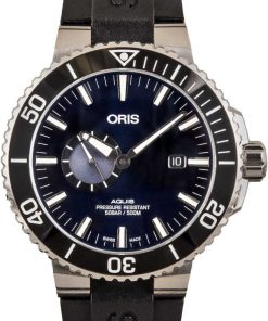 HandMade The Aquis Small Second, Date Blue Dial & Black Rubber Strap