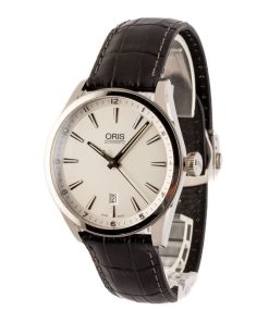 Alternative view of HandMade The Oris Artix Date Steel on Black Leather Strap