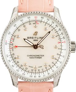 HandMade The Breitling Navitimer Automatic 35 Pink Leather Strap