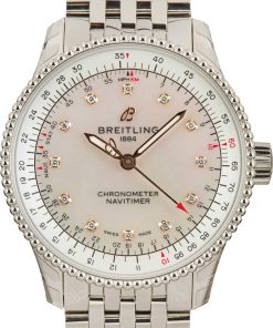 HandMade The Breitling Navitimer Automatic 35 Mother of Pearl Diamond Dial