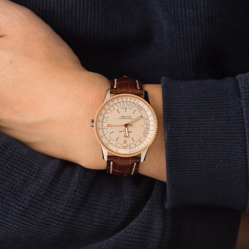 HandMade The Breitling Navitimer Automatic 41 Steel on Leather Silver Dial - Image 5