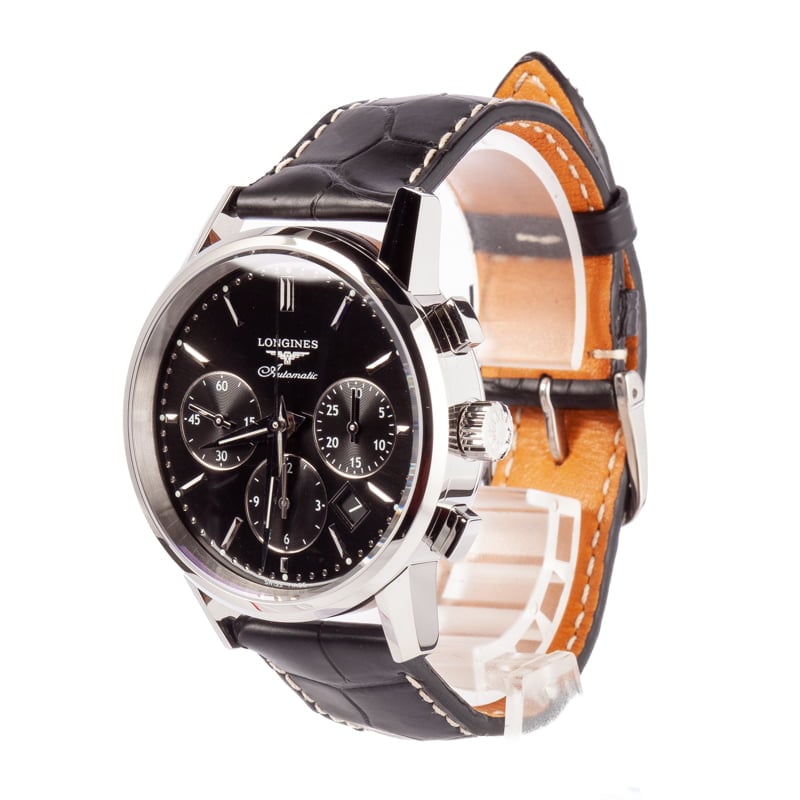 HandMade The Longines Column-Wheel Chronograph Stainless Steel Black Dial - Image 2