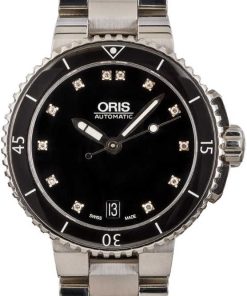 HandMade The Ladies Oris Aquis Date Black Diamond Dial