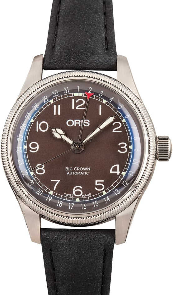 HandMade The Ladies Oris Big Crown Pointer Date Black Arabic Dial