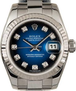 HandMade The Ladies Rolex Datejust 179174 Blue Diamond Dial