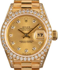 HandMade The Ladies Rolex President 69158 18k Yellow Gold