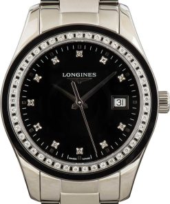 HandMade The Ladies Longines Conquest Classic Black Diamond Dial