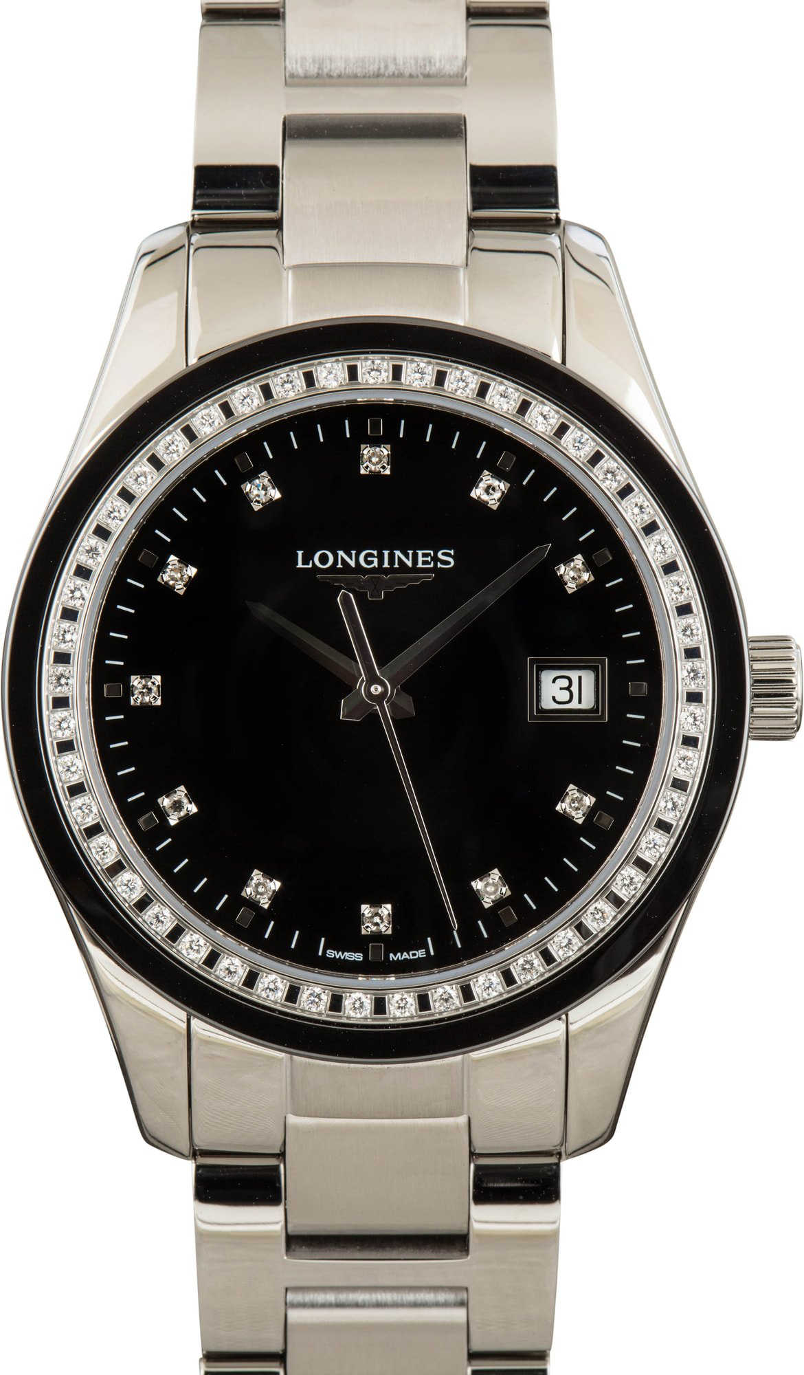 HandMade The Ladies Longines Conquest Classic Black Diamond Dial