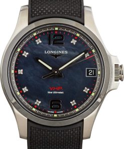 HandMade The Ladies Longines Conquest V.H.P. Black Mother of Pearl Diamond Dial