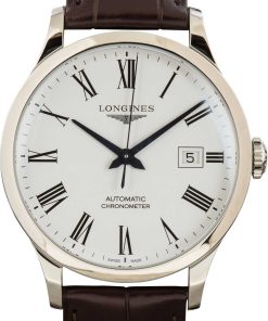 HandMade The Longines Record Stainless Steel on Leather Strap