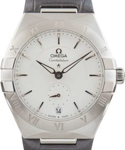 HandMade The Omega Constellation Steel on Leather Silver Dial