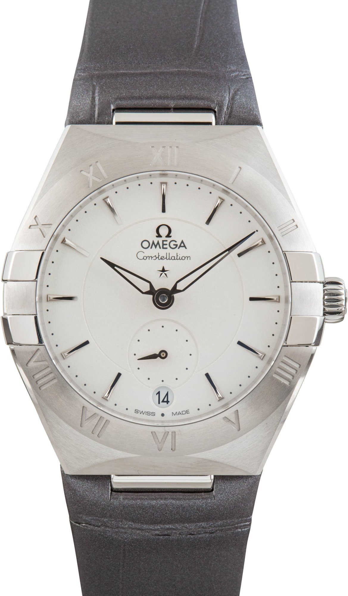 HandMade The Omega Constellation Steel on Leather Silver Dial