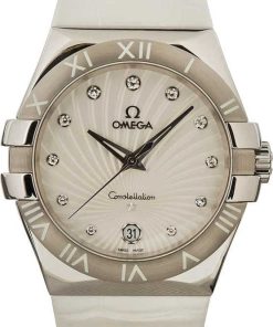 HandMade The Omega Constellation Steel on White Leather Strap