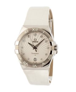 Alternative view of HandMade The Omega Constellation Steel on White Leather Strap