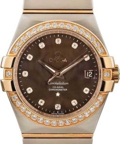 HandMade The Omega Constellation Diamond Bezel & Brown Dial