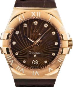 HandMade The Omega Constellation Supernova Diamond Dial & Leather Strap