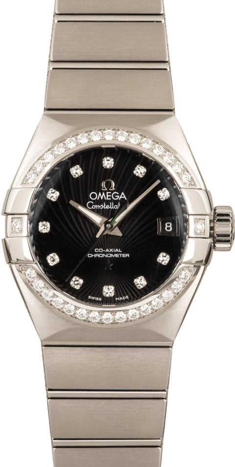 HandMade The Ladies Omega Constellation Black Supernova Diamond Dial & Bezel