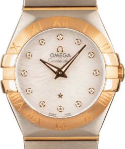HandMade The Ladies Omega Constellation Mother Of Pearl Wavy Diamond Dial