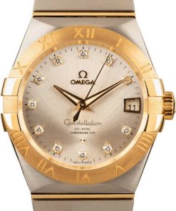 HandMade The Omega Constellation Steel & Gold Silver Diamond Dial