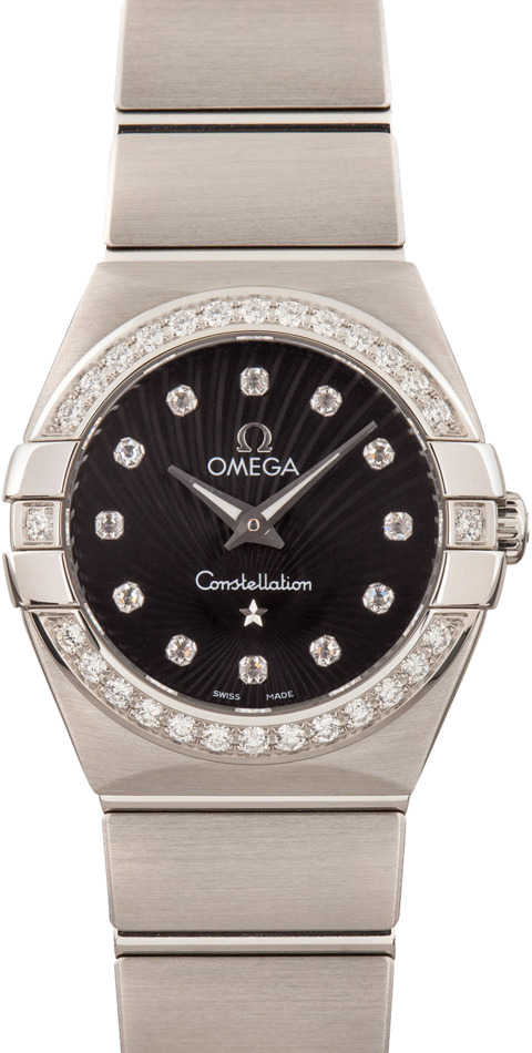 HandMade The Womens Omega Constellation Black Diamond Dial