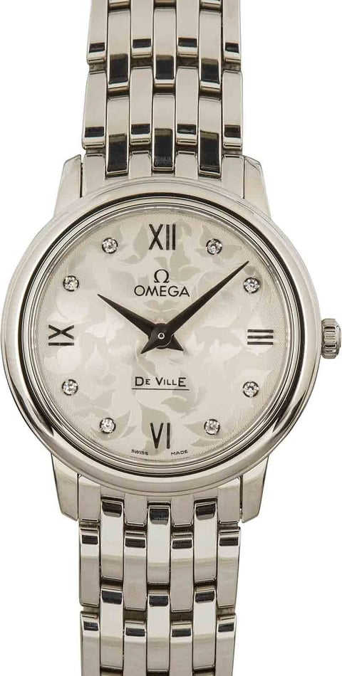 HandMade The Womens Omega De Ville Prestige Silver Butterfly Diamond Dial