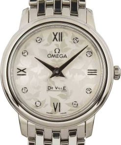 HandMade The Omega De Ville Prestige Silver Butterfly Diamond Dial