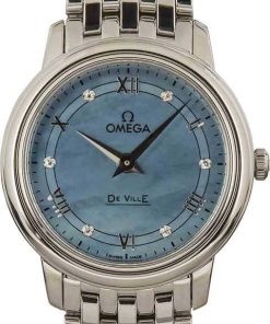 HandMade The Omega De Ville Prestige Blue Mother of Pearl Diamond Dial