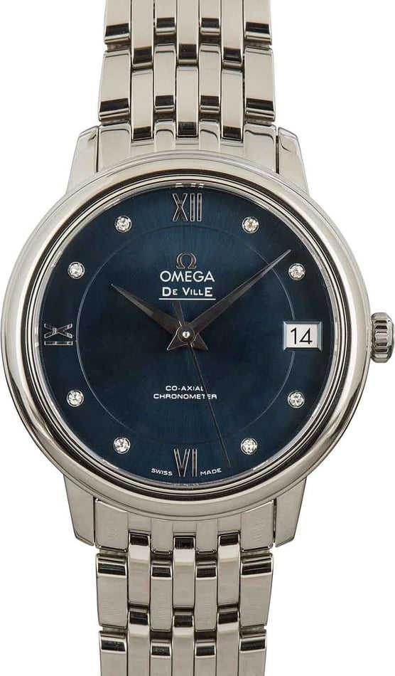 HandMade The Ladies Omega De Ville Prestige Blue Diamond Dial