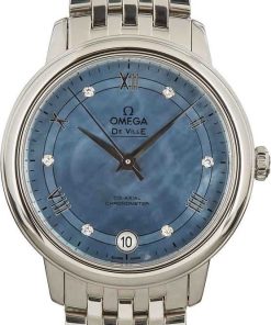 HandMade The Ladies Omega De Ville Prestige Blue Mother of Pearl Diamond Dial