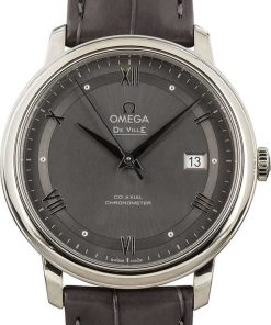 HandMade The Omega De Ville Prestige Grey Roman Dial & Leather Strap