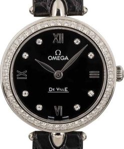 HandMade The Ladies Omega De Ville Prestige Black Diamond Dial
