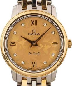 HandMade The Ladies Omega De Ville Prestige Champagne Butterfly Diamond Dial