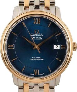 HandMade The Ladies Omega De Ville Prestige Blue Roman Dial