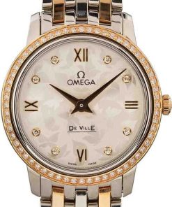 HandMade The Ladies Omega De Ville Prestige Silver Butterfly Diamond Dial