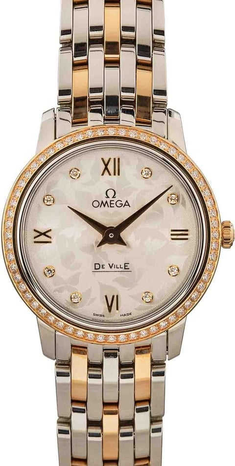 HandMade The Ladies Omega De Ville Prestige Silver Butterfly Diamond Dial