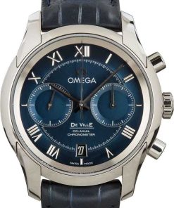 HandMade The Omega De Ville Prestige Blue Roman Dial & Leather Strap