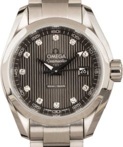 HandMade The Ladies Omega Seamaster Aqua Terra Grey Teak Diamond Dial