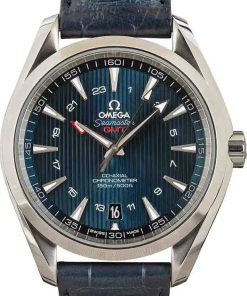 HandMade The Omega Seamaster Aqua Terra Steel on Blue Leather Strap