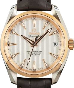 HandMade The Omega Seamaster Aqua Terra Steel & Red Gold on Leather Strap