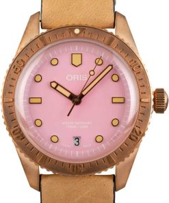 HandMade The Oris Divers Sixty-Five Bronze Pink Dial & Leather Strap