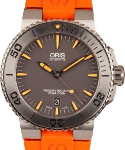 HandMade The Mens Oris Aquis Date Orange Rubber Strap