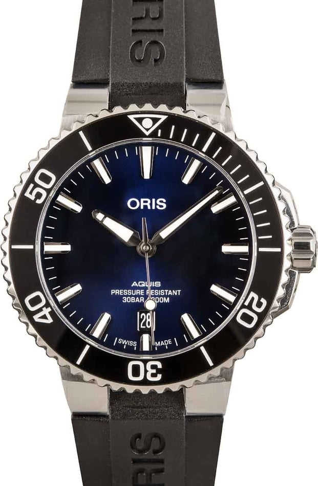 HandMade The Oris Aquis Date Blue Dial & Black Rubber Strap