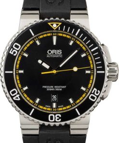 HandMade The Oris Aquis Date Black Dial Yellow Accents