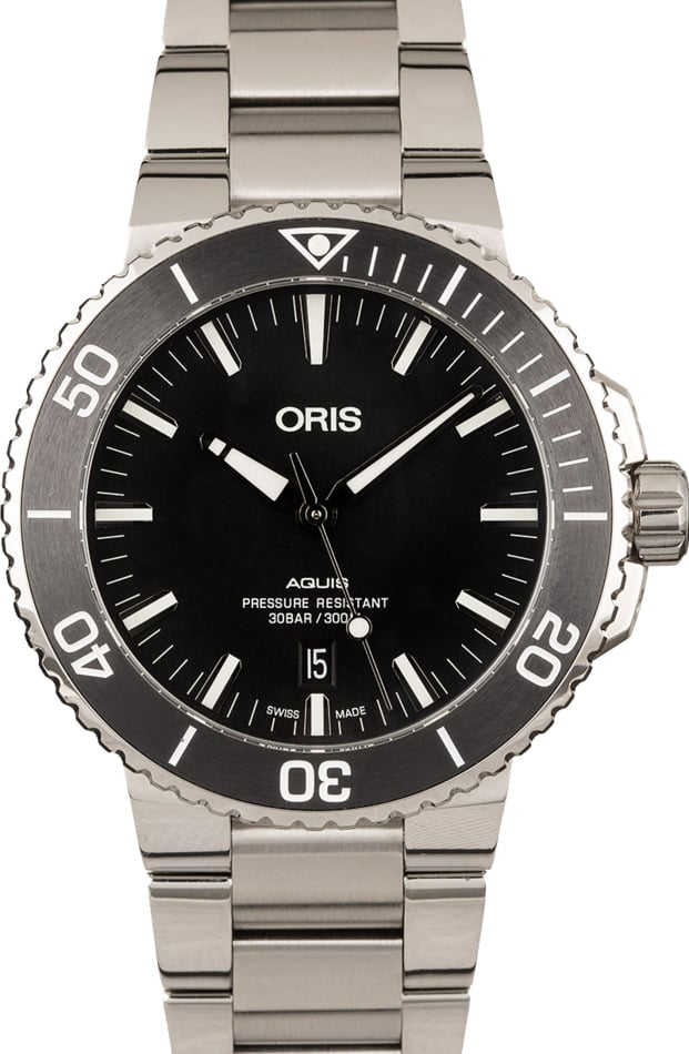 HandMade The Oris Aquis Date Black Dial Steel Bracelet