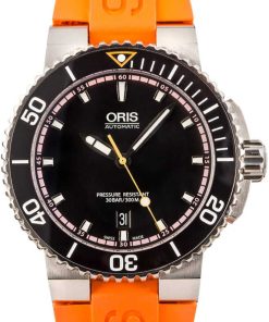 HandMade The Oris Aquis Date Orange Rubber Strap