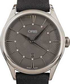 HandMade The Ladies Oris Artelier Date Diamonds Grey Dial